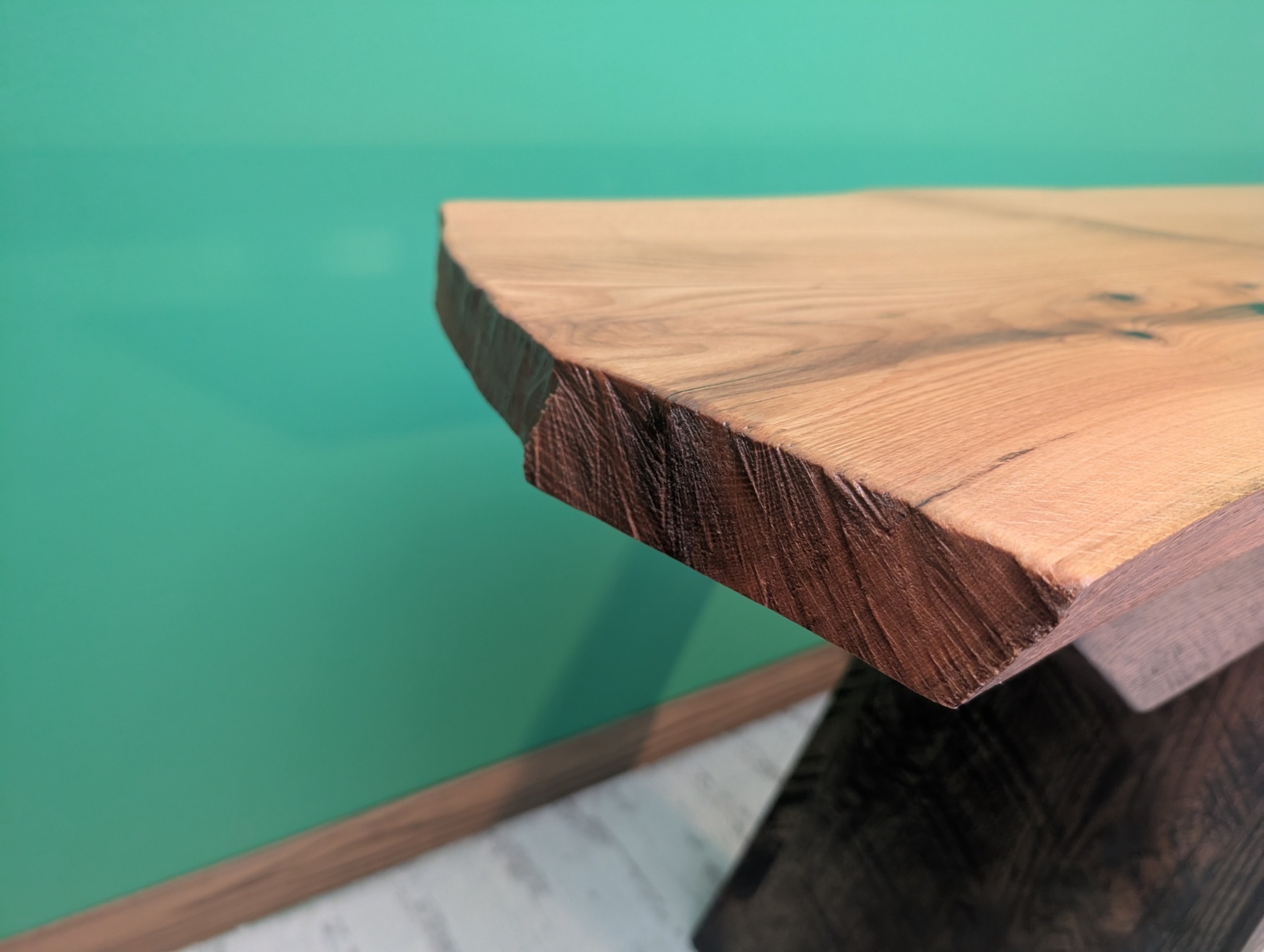 Rough end grain and live edge