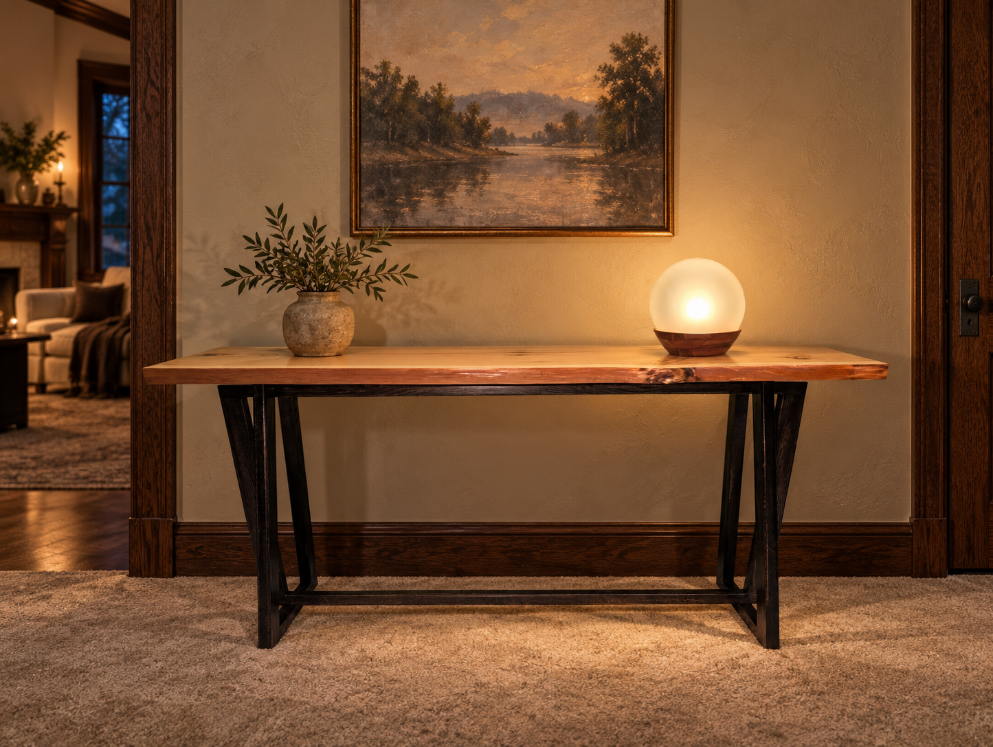Lifestyle visualization of The Quiet Theorem in an elegant room with decorative plaster and dark wood trim